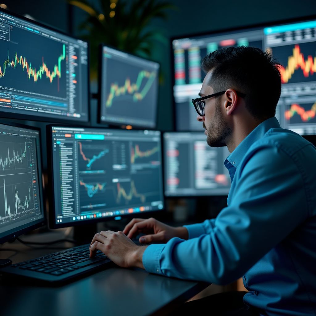 Analista de mercado trabajando