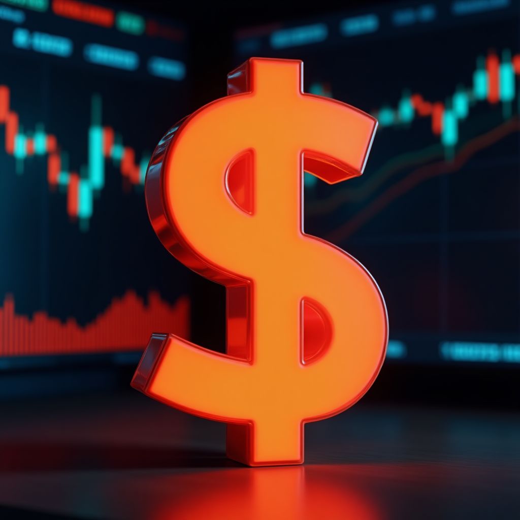 Símbolo del dólar frente a gráficos bursátiles